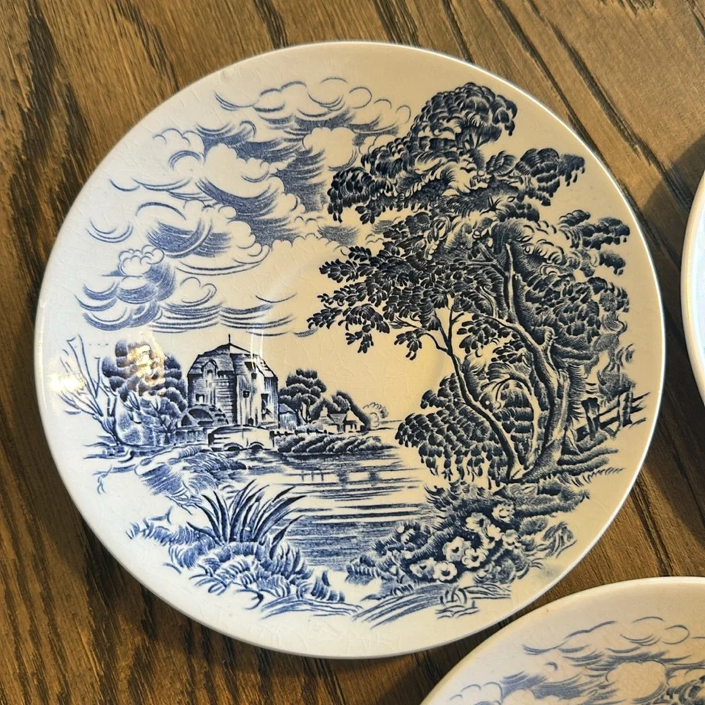 3 Wedgewood Countryside Blue White cup Saucer Wedgwood English Country